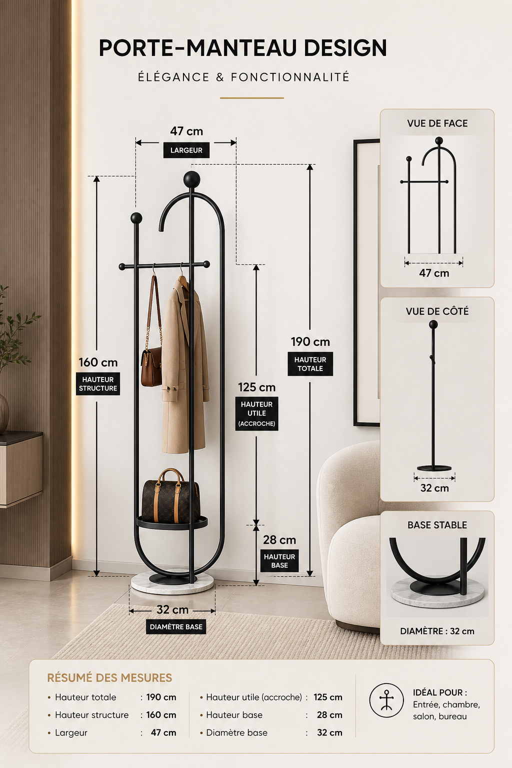 Porte-Manteau Design Luxe – Élégance Moderne & Fonctionnalité