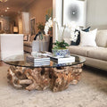 Table Basse Ronde – Racine Naturelle & Plateau en Verre
