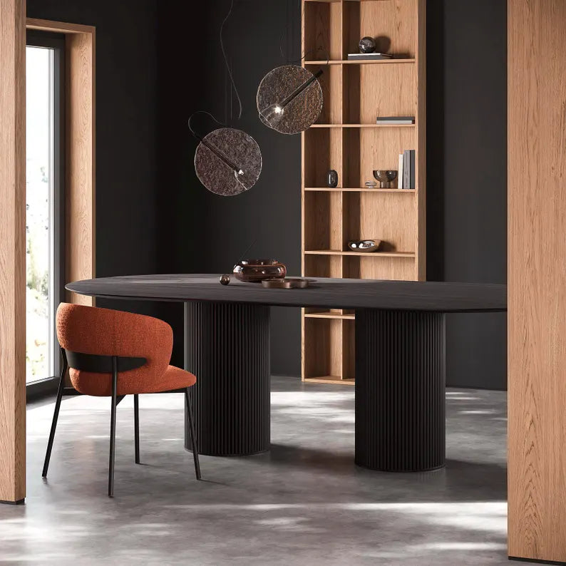Table à Manger Ovale Bohème Verona – Bois Noir Mat