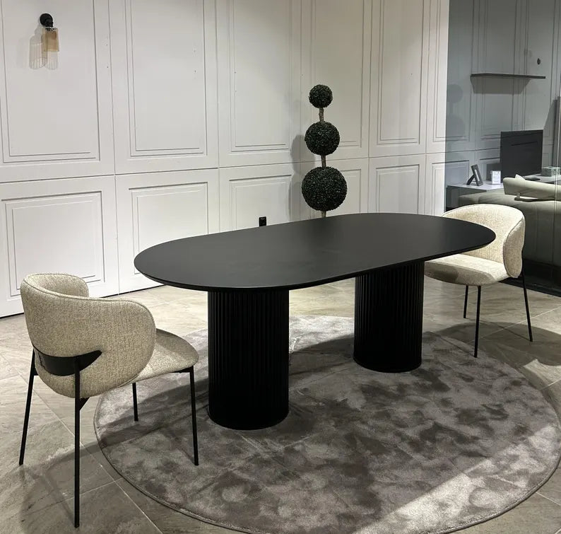 Table à Manger Ovale Bohème Verona – Bois Noir Mat