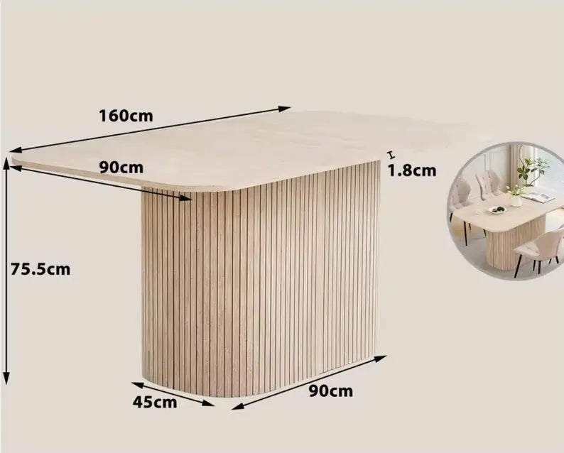 Table à Manger Ovale Wokaka – MDF Travertin Jaune