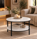Table basse ronde double plateau
