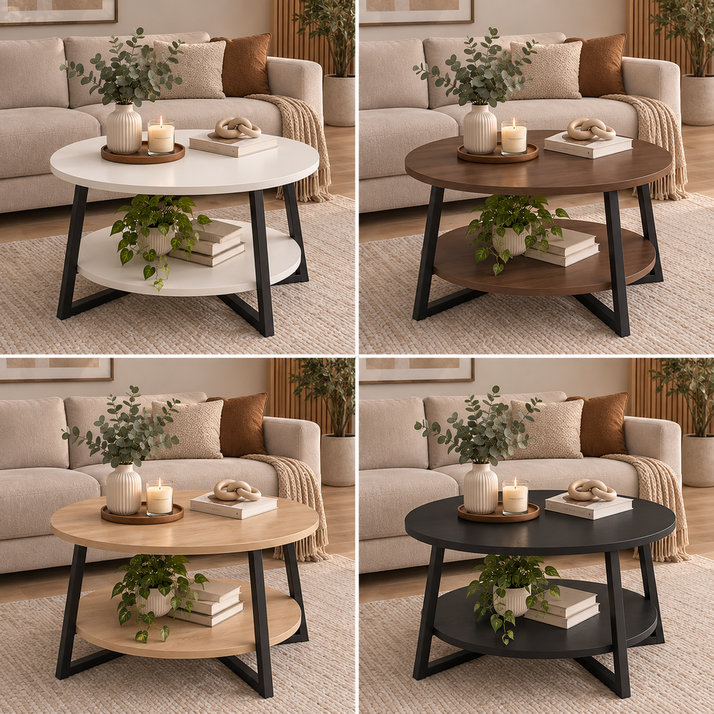 Table basse ronde à double plateau