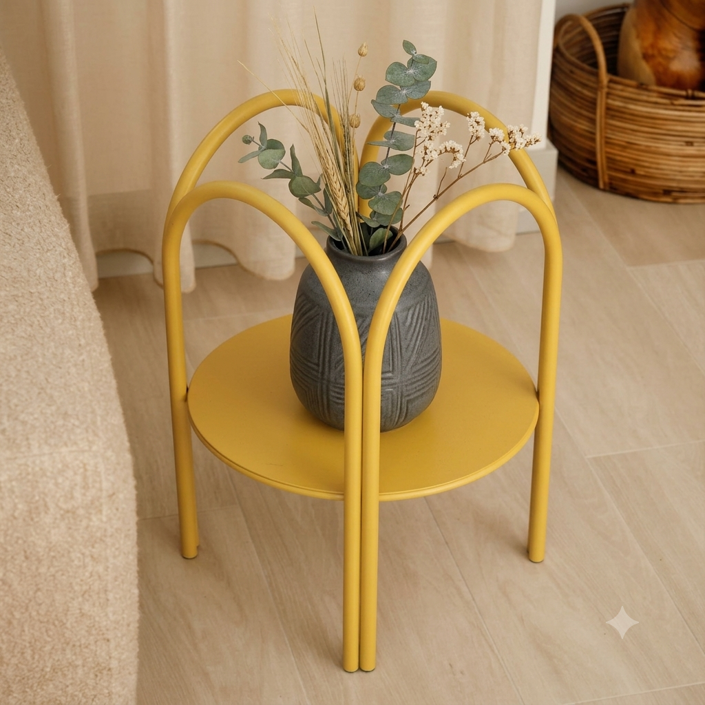 Table d'appoint porte-plante à arches en métal