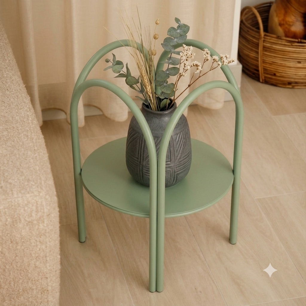 Table d'appoint porte-plante à arches en métal